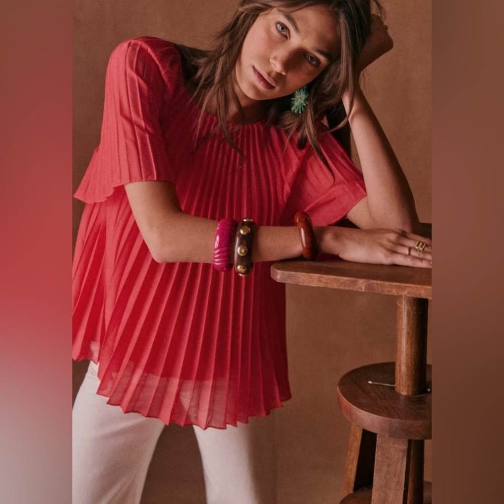 Sezane Romy Blouse Poppy Size 34 US 2 - Picture 7 of 7